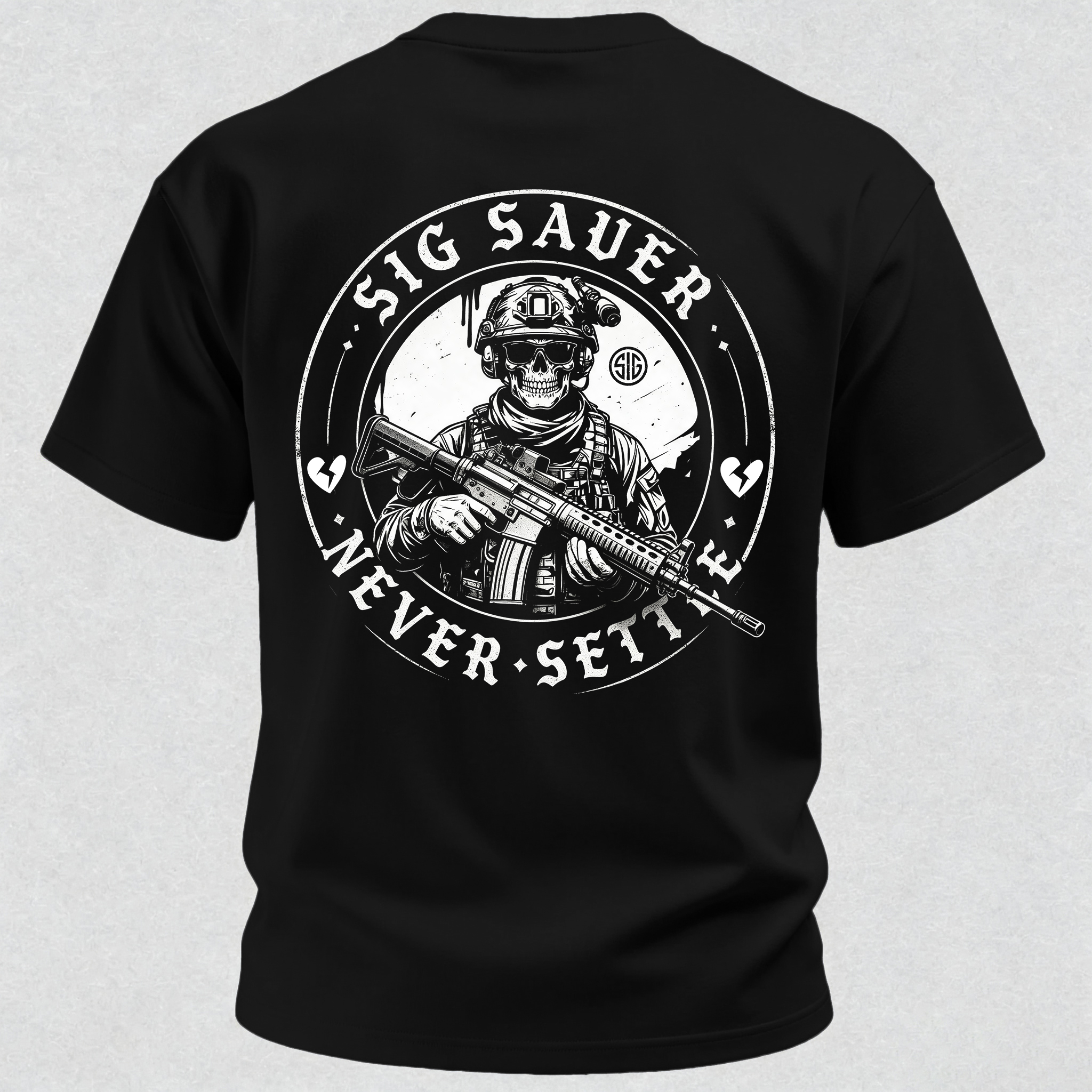 Heartbroken Soldier Never Settle Print T-Shirt