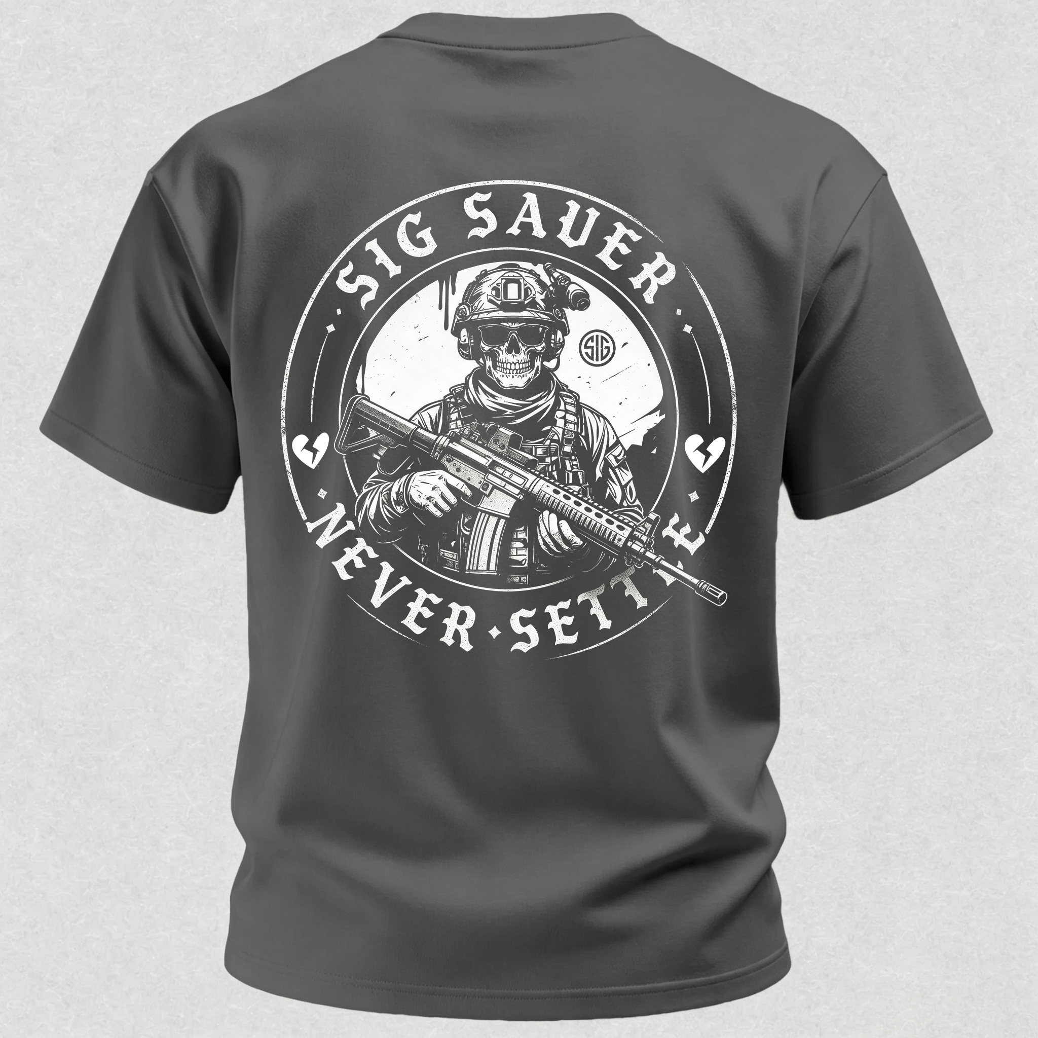 Heartbroken Soldier Never Settle Print T-Shirt