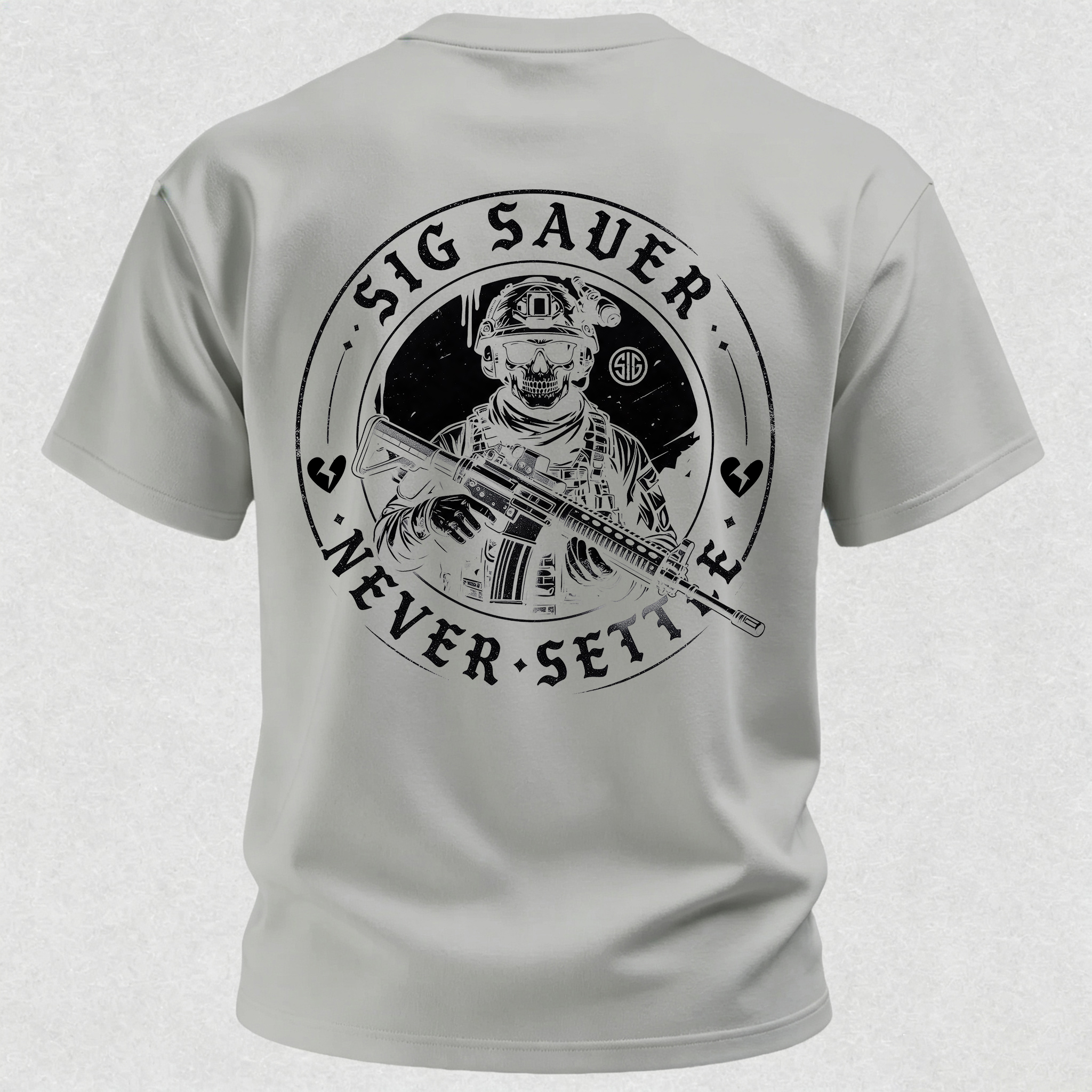 Heartbroken Soldier Never Settle Print T-Shirt
