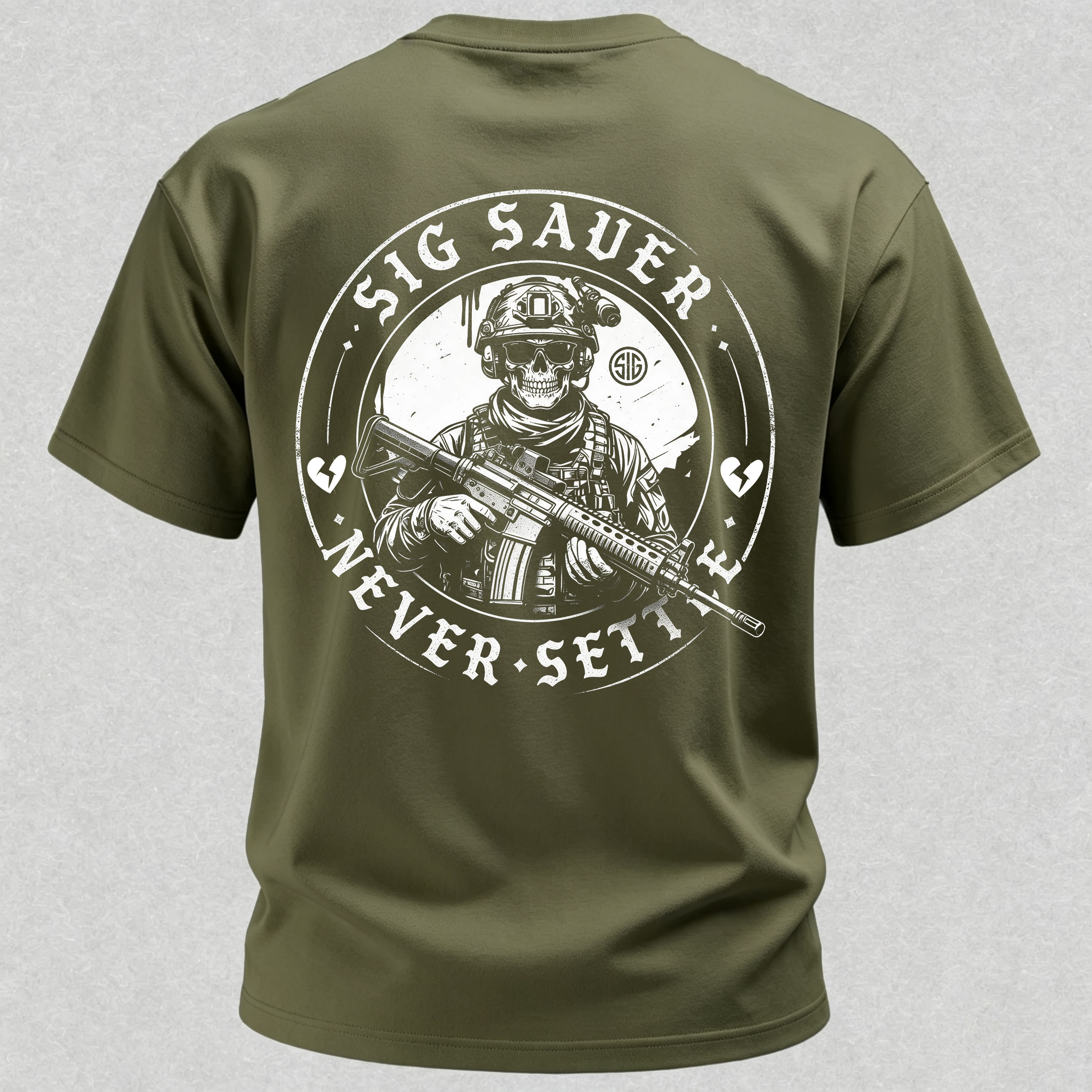 Heartbroken Soldier Never Settle Print T-Shirt