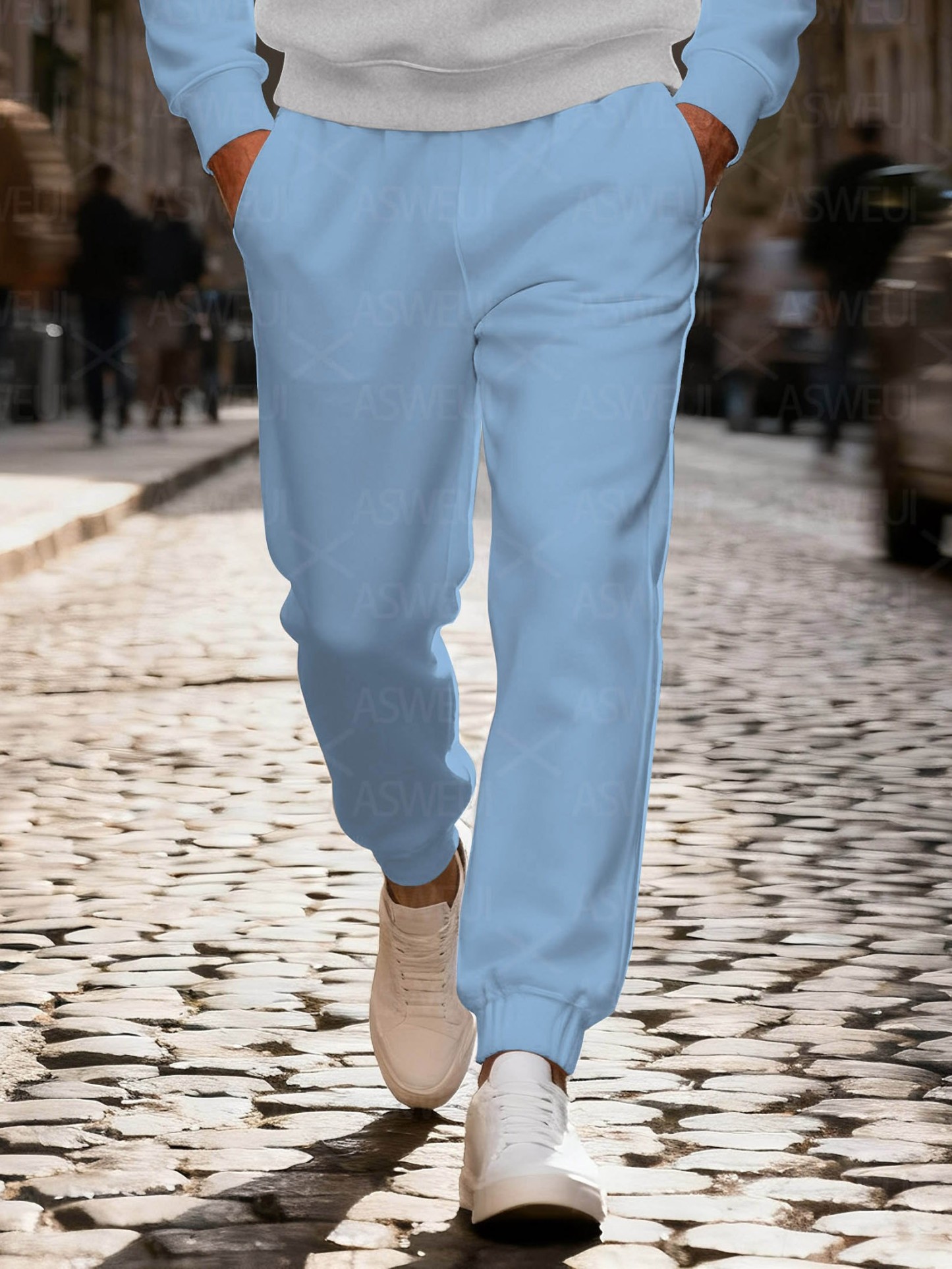 Men's fashionable casual multi-color printed zipper long-sleeved two-piece set