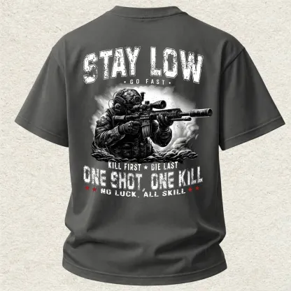 Stay Low One Shot One Kill Printed Men's T-Shirt