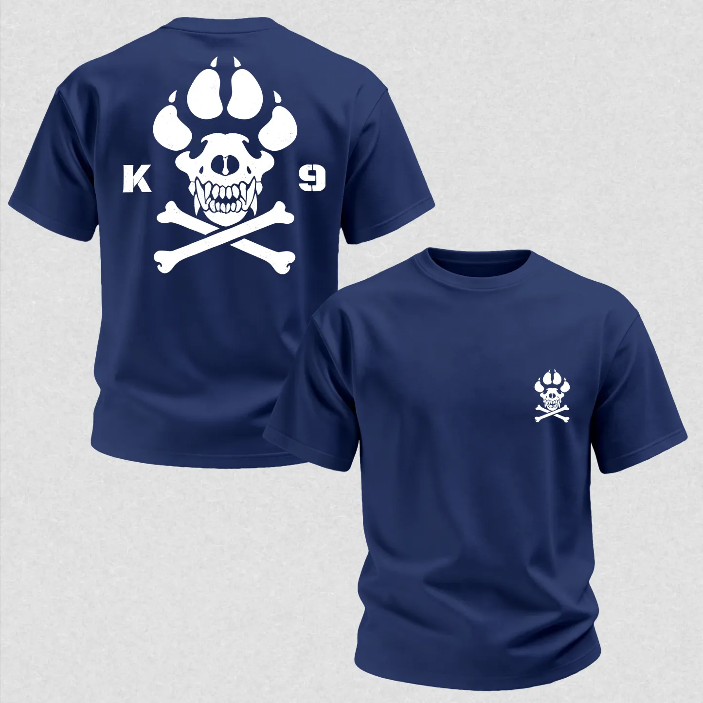 Vintage Biker K9 Dog Paw Skull Printed Men's T-Shirt