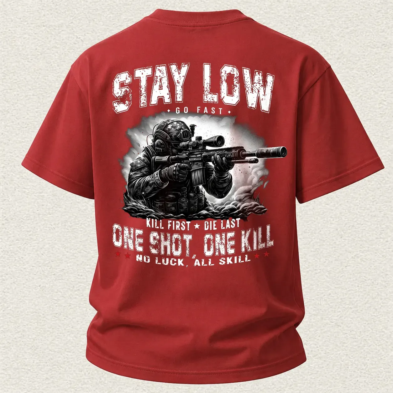 Stay Low One Shot One Kill Printed Men's T-Shirt