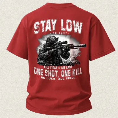 Stay Low One Shot One Kill Printed Men's T-Shirt