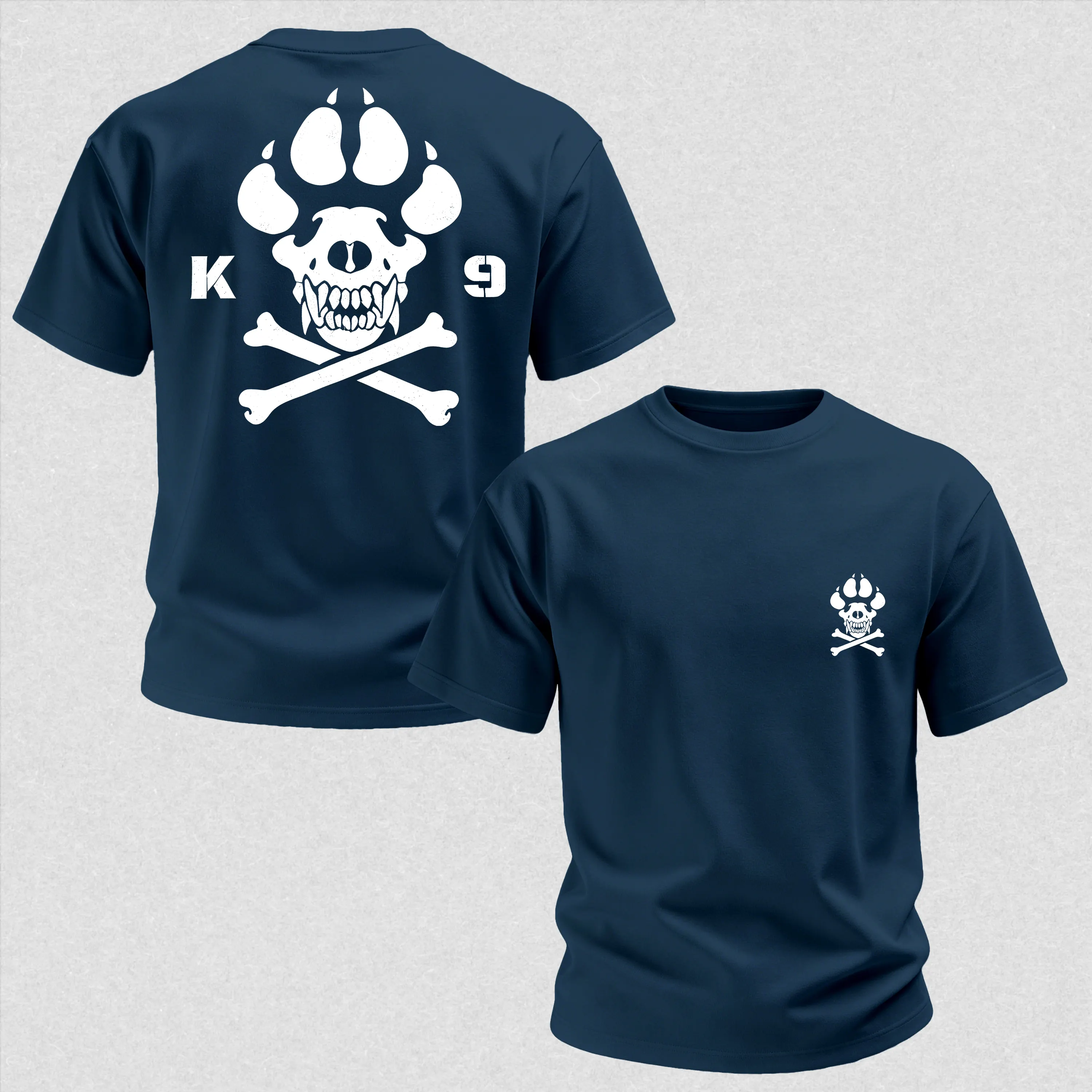 Vintage Biker K9 Dog Paw Skull Printed Men's T-Shirt