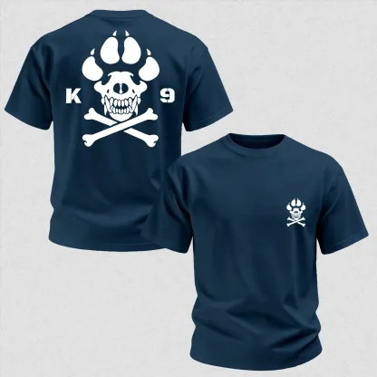 Vintage Biker K9 Dog Paw Skull Printed Men's T-Shirt