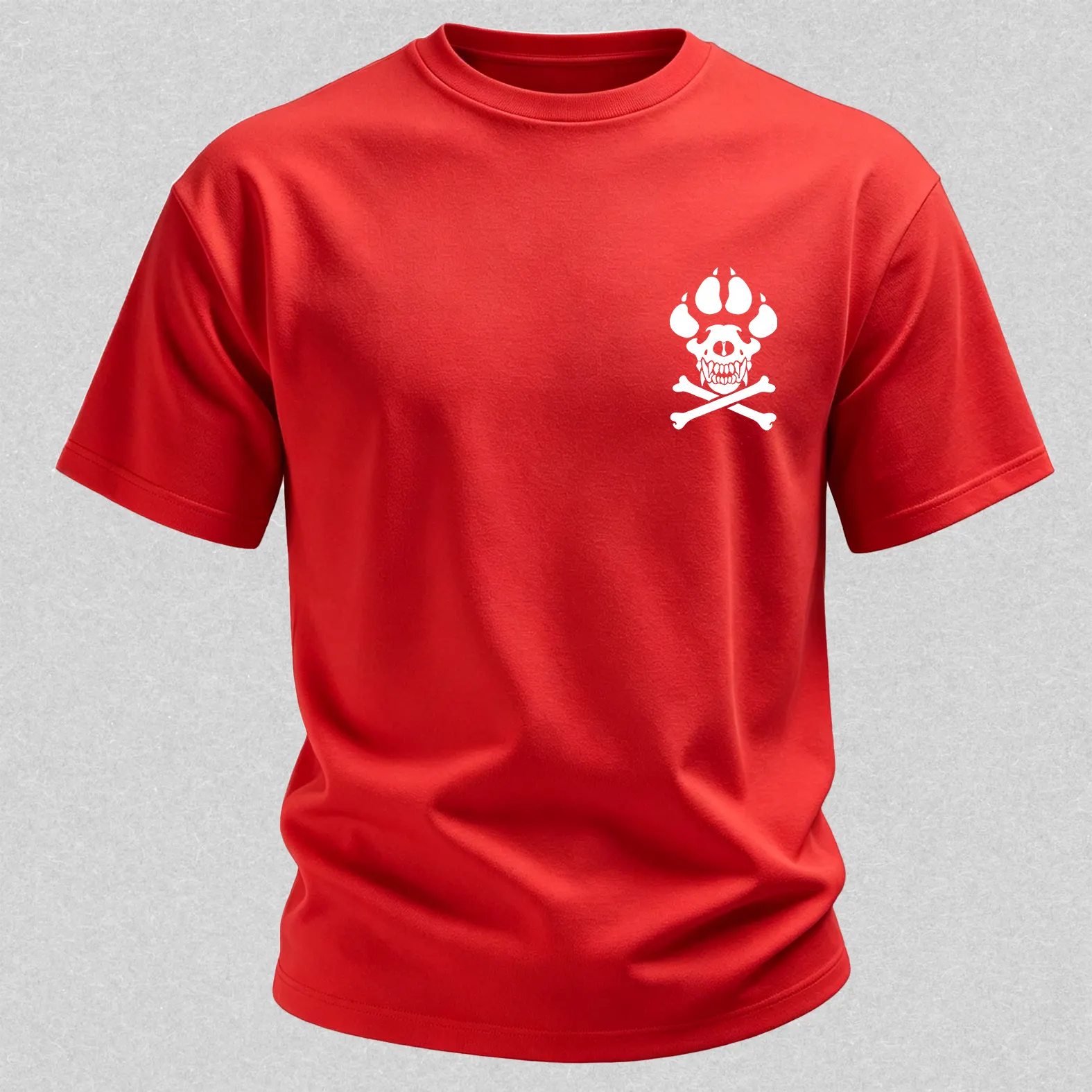 Vintage Biker K9 Dog Paw Skull Printed Men's T-Shirt