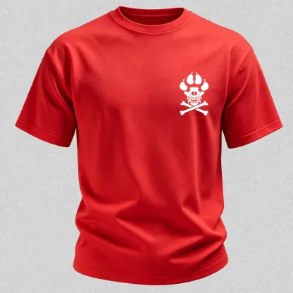 Vintage Biker K9 Dog Paw Skull Printed Men's T-Shirt
