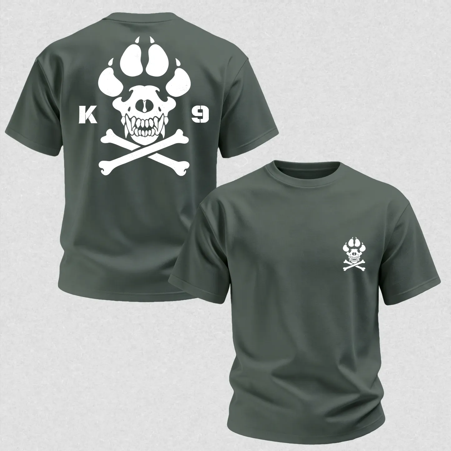 Vintage Biker K9 Dog Paw Skull Printed Men's T-Shirt