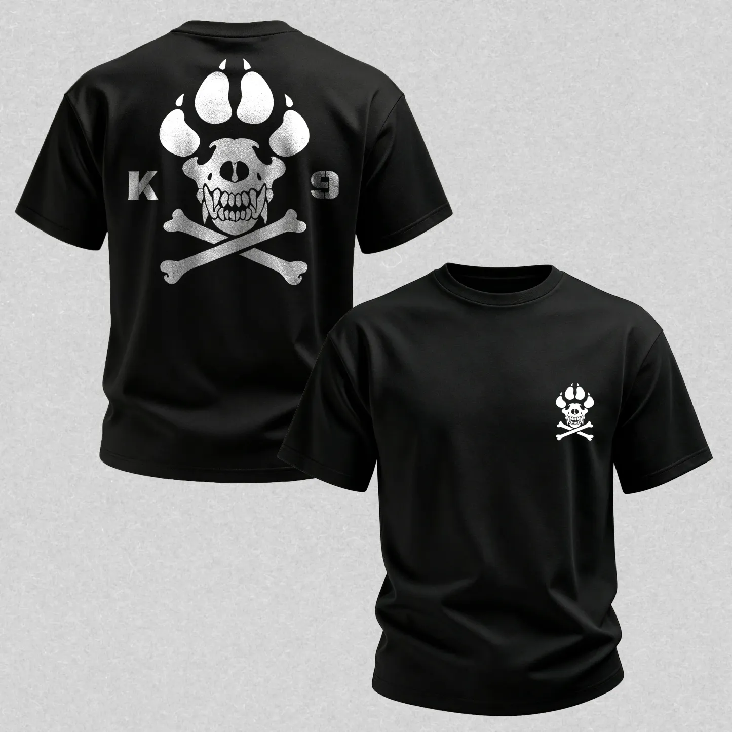 Vintage Biker K9 Dog Paw Skull Printed Men's T-Shirt