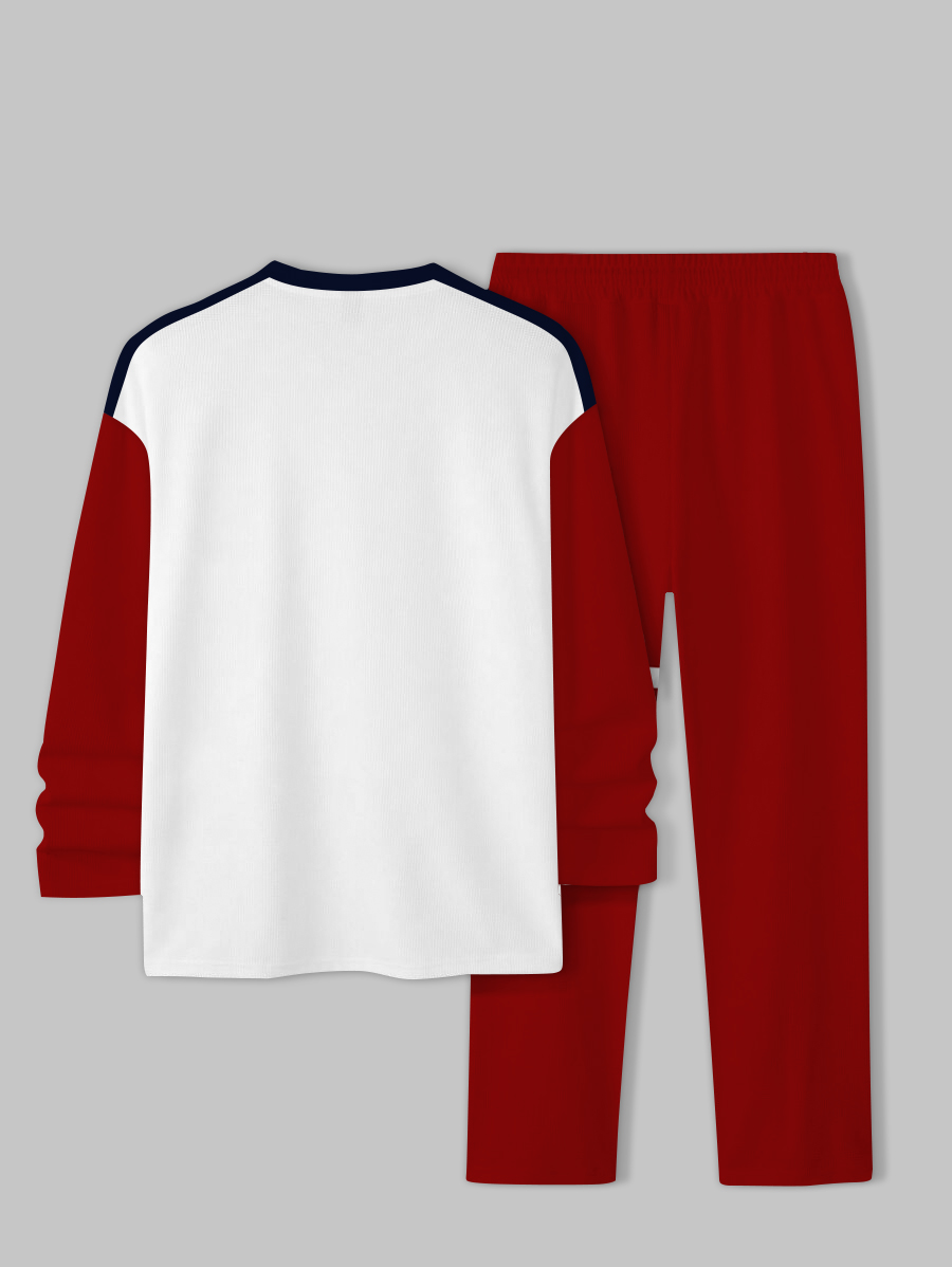 Men's fashion casual geometric printed hoodie two-piece set