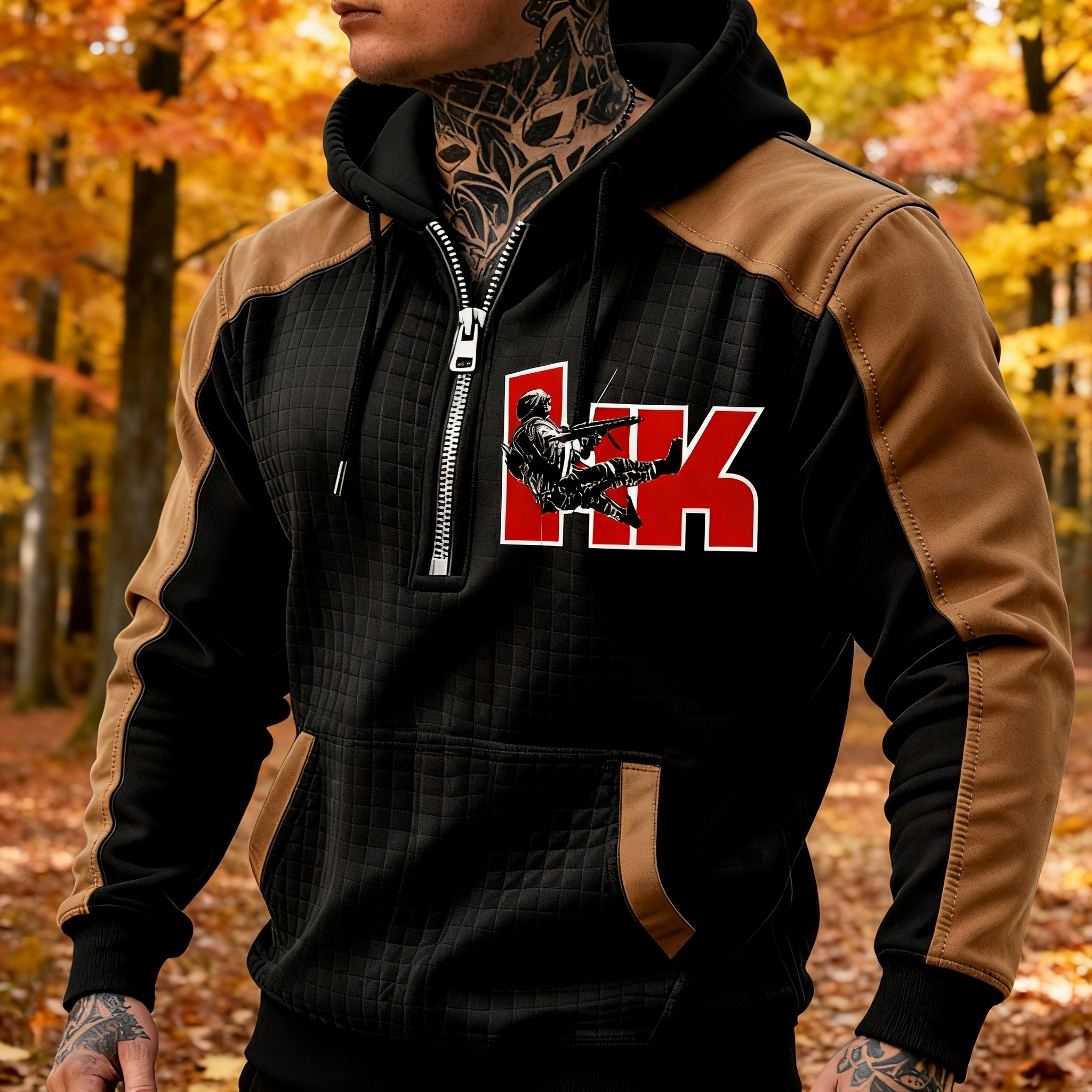 International Training Division Printed Fleece-lined Unisex Color-Blocked Hoodie