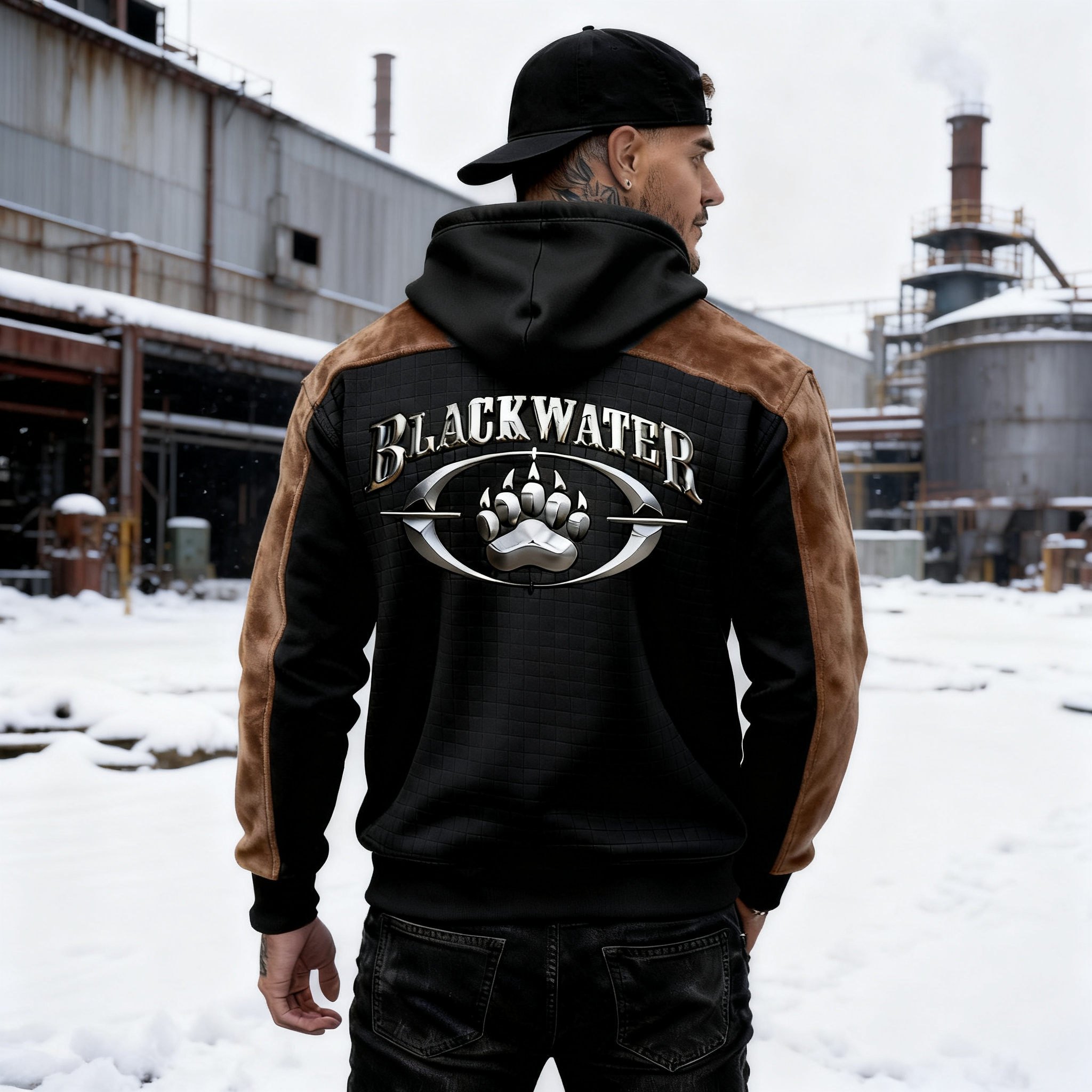 BW Printed Fleece-lined Unisex Color-Blocked Hoodie