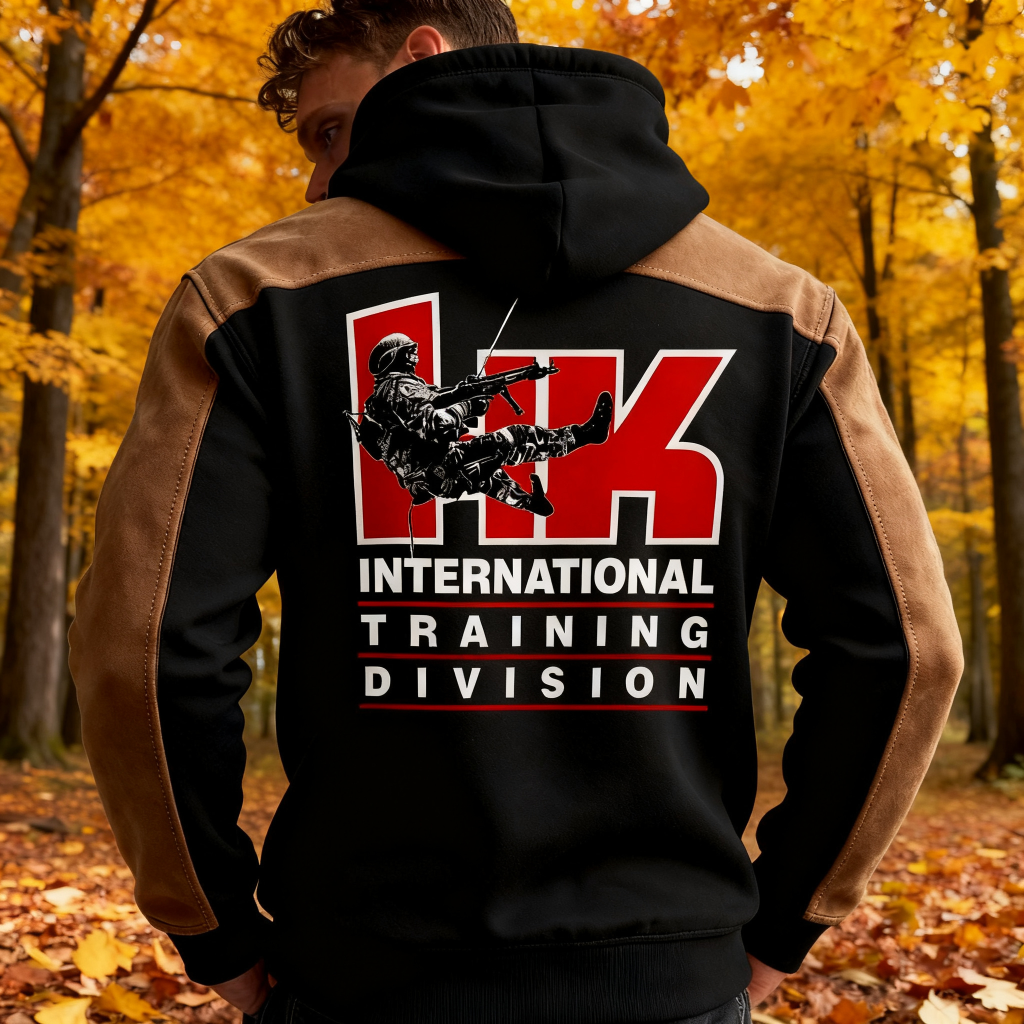 International Training Division Printed Fleece-lined Unisex Color-Blocked Hoodie