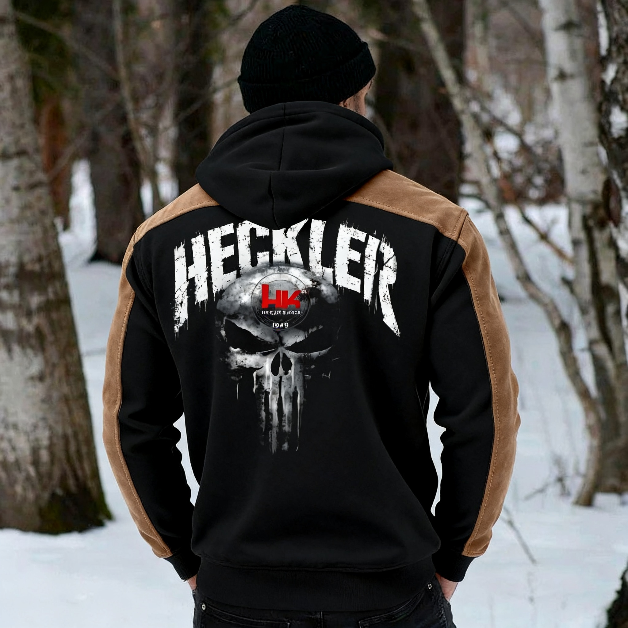 HK Printed Fleece-lined Unisex Color-Blocked Hoodie