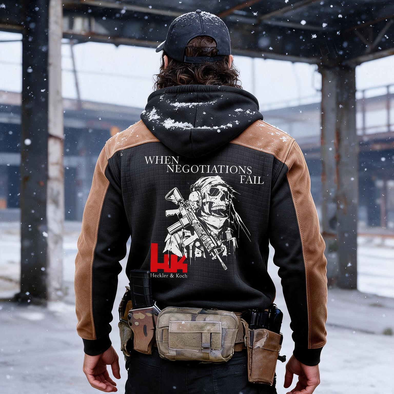 When Negotiations Fail Printed Fleece-lined Unisex Color-Blocked Hoodie
