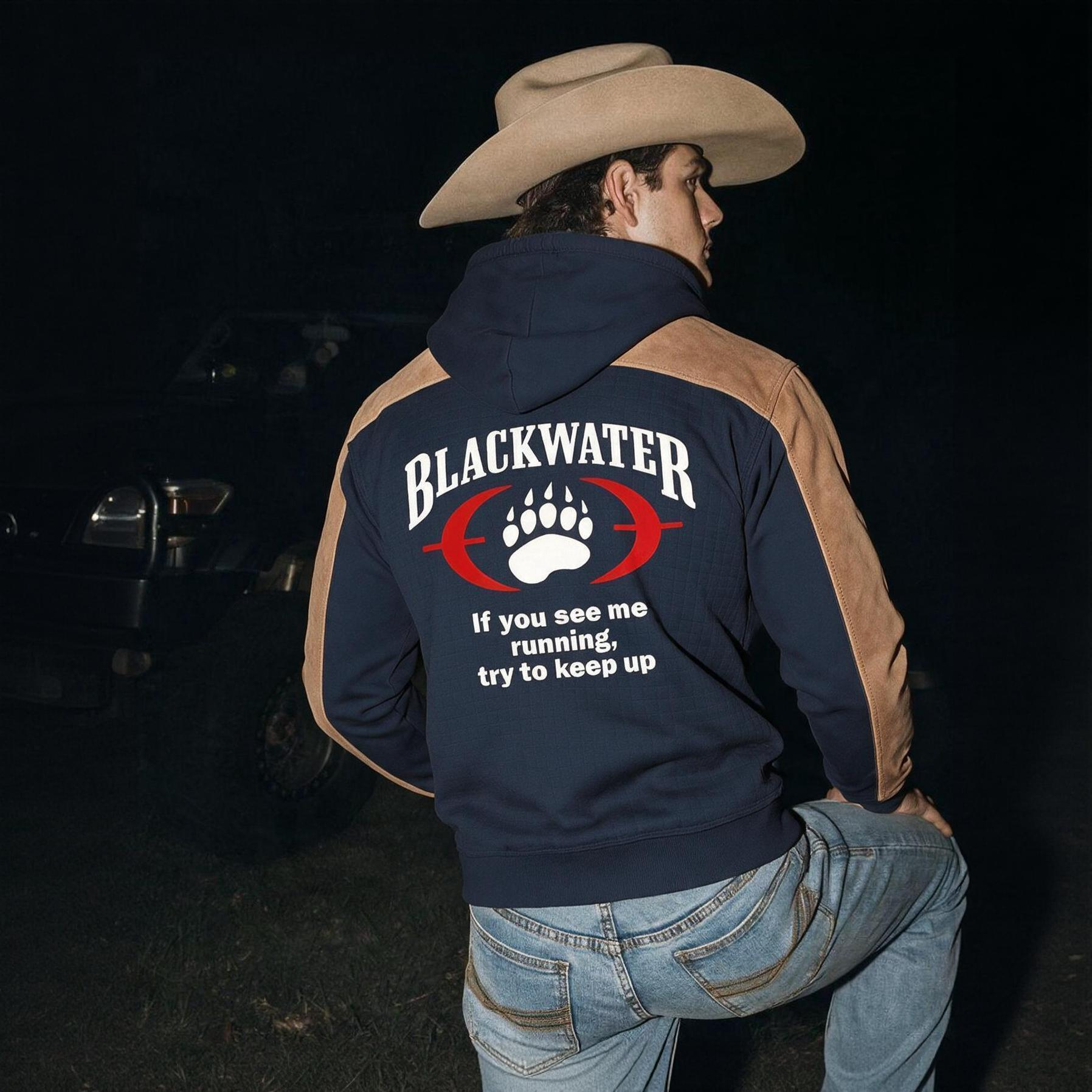 If You See Me Running, Try to Keep Up Printed Fleece-lined Unisex Color-Blocked Hoodie