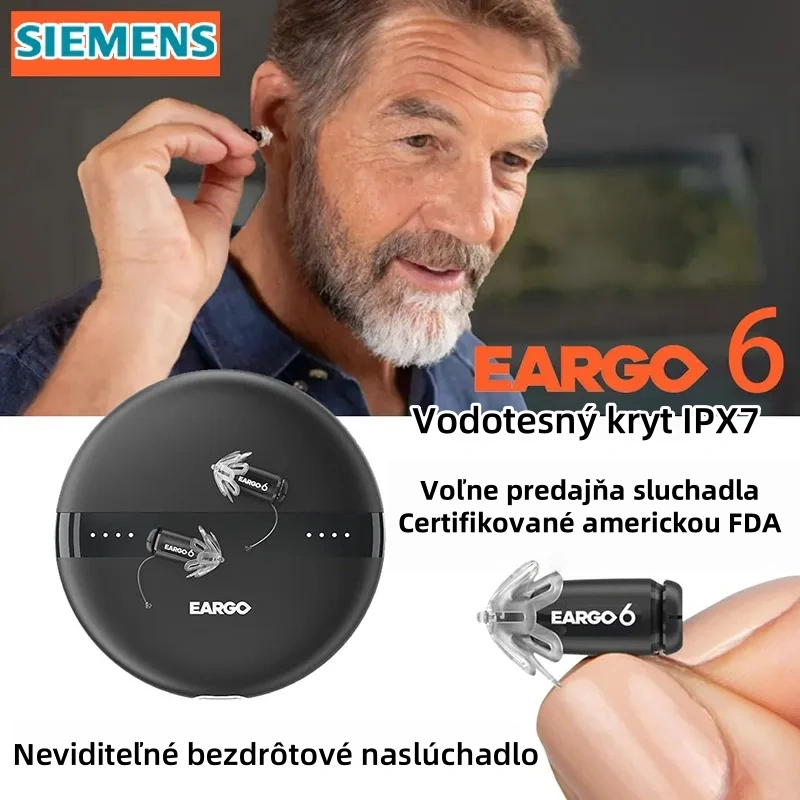 SIEMENS EARGO 7 OTC SLUCHADLO: NEVIDITELNÉ, DOBÍJECÍ, FLEXIBILNÍ CIC, SCHVÁLENO FDA.