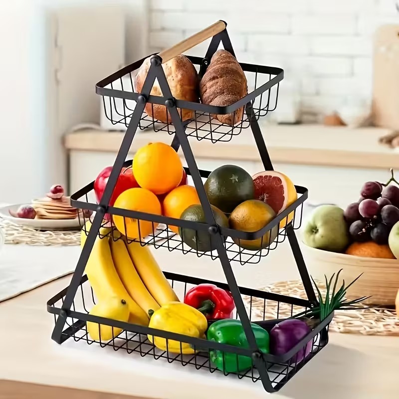 3-poschodový odnímateľný kovový úložný košík, multifunkčná kuchynská doska a organizér na catering