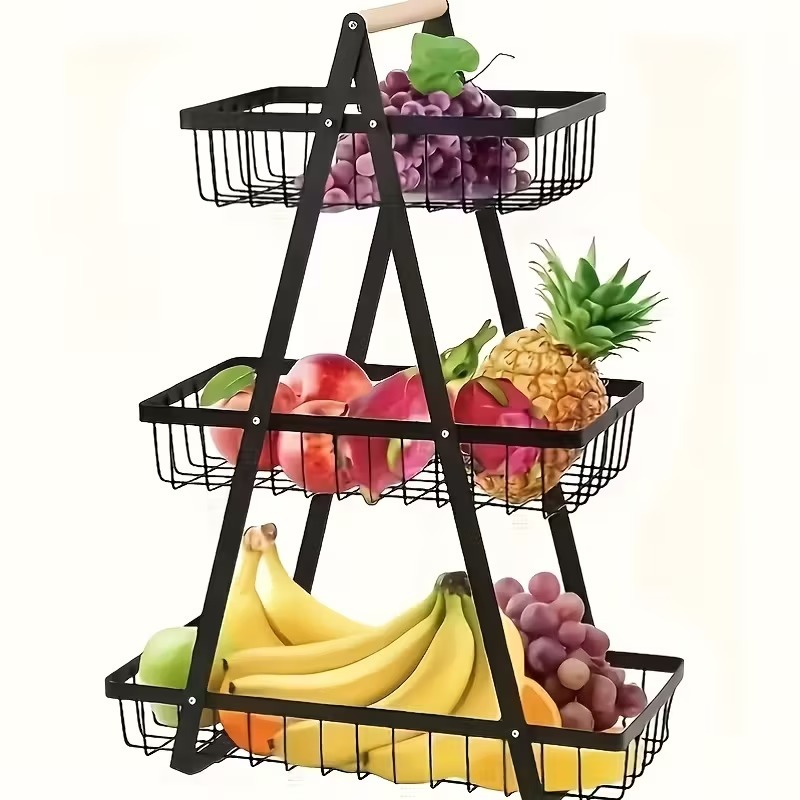 3-poschodový odnímateľný kovový úložný košík, multifunkčná kuchynská doska a organizér na catering