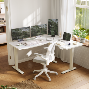 glass top l shaped desk standing