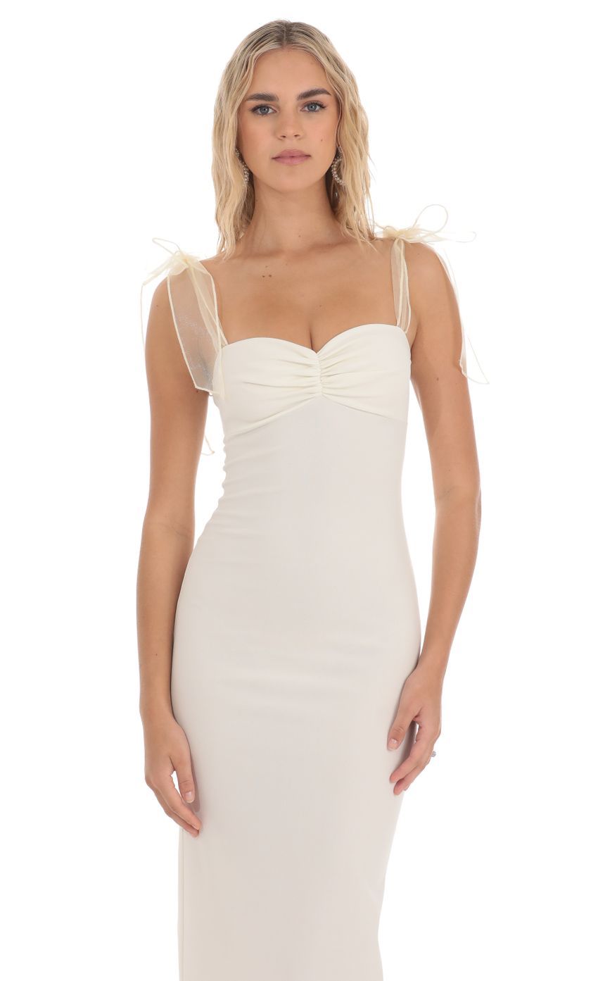 Shoulder Ties Maxi Dress in White-Sunny Prom. All rights reserved.