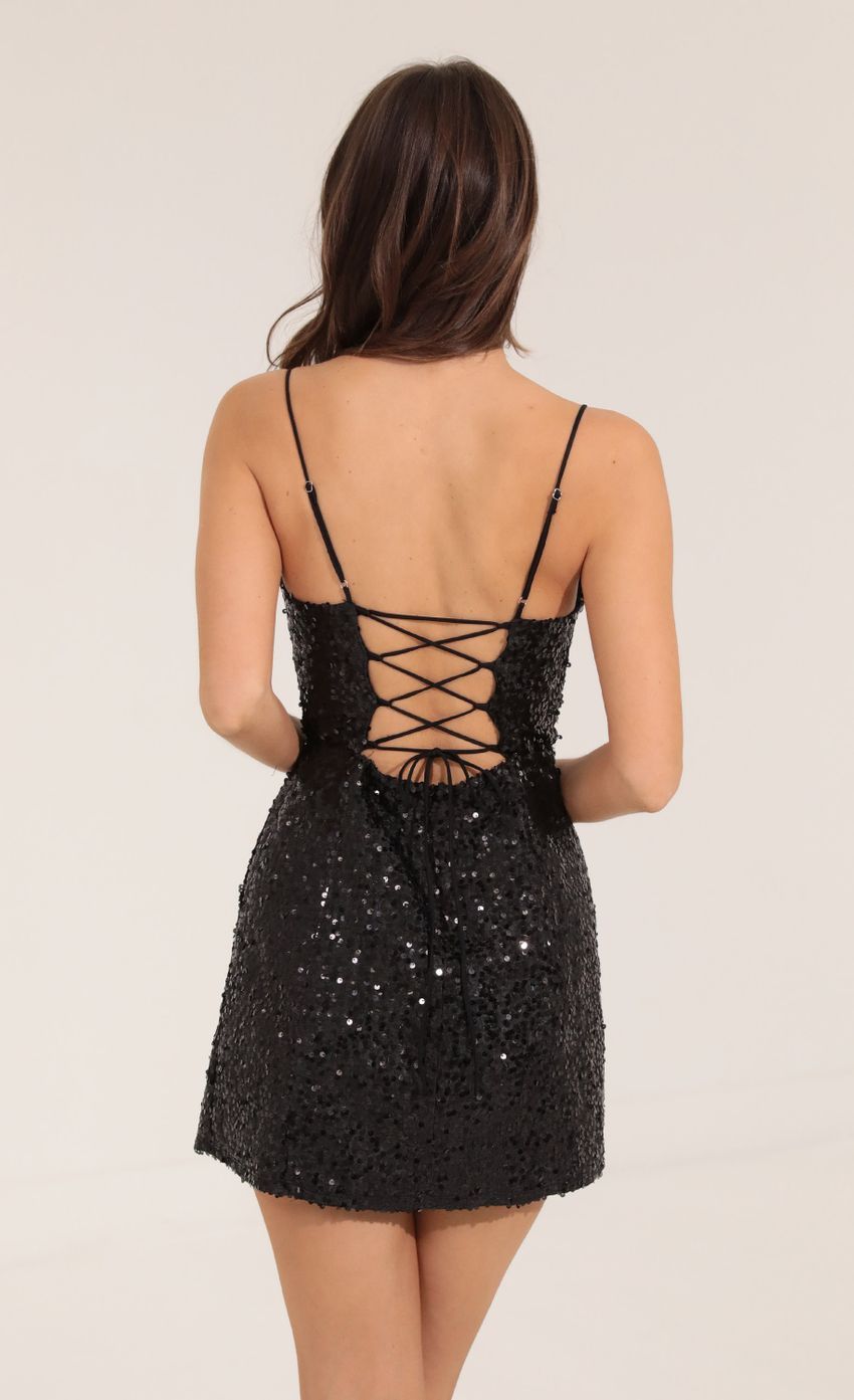 Sequin Corset Dress in Black-Sunny Prom. All rights reserved.