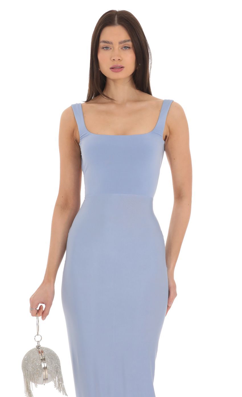 Square Neck Open Back Maxi Dress in Powder Blue-Sunny Prom. All rights reserved.
