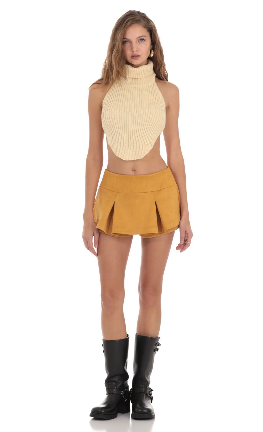Turtleneck Knit Open Back Top in Cream-Sunny Prom. All rights reserved.