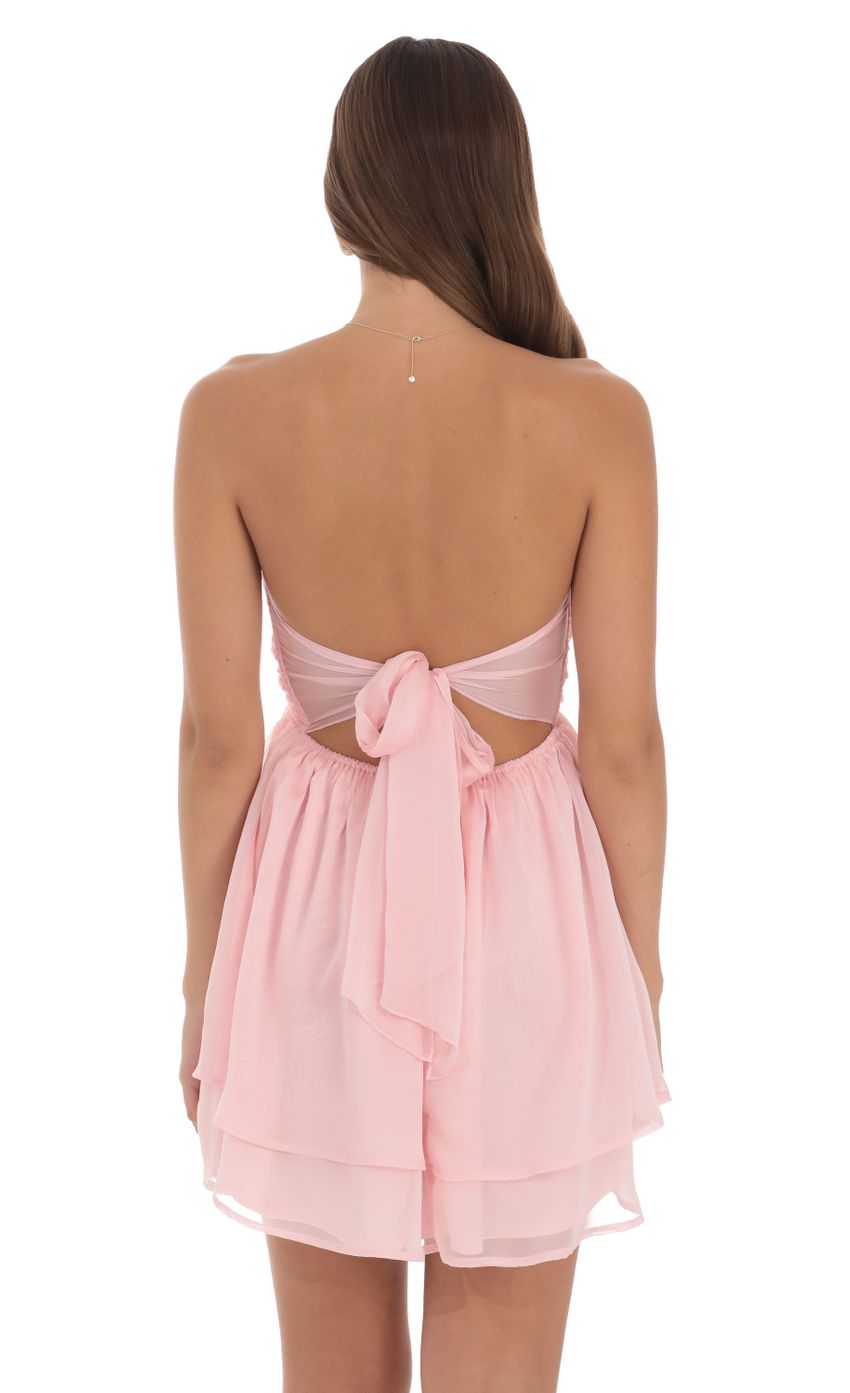 Two-Toned Chiffon Cutout Babydoll Dress in Pink-Sunny Prom. All rights reserved.