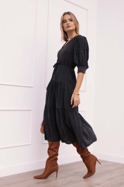 Moscow Midi Dress - Black Polka Dot-Sunny Prom