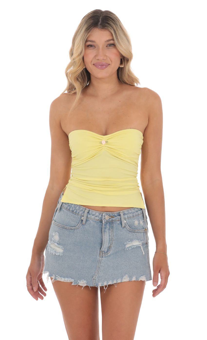 Strapless Slits Top in Yellow-Sunny Prom. All rights reserved.