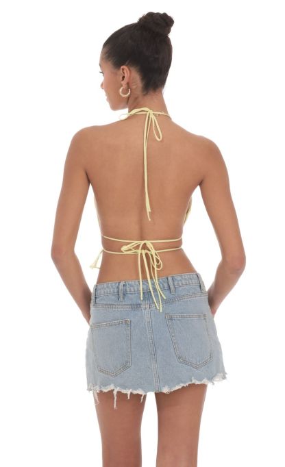 Shimmer Halter Open Back Top in Yellow-Sunny Prom. All rights reserved.