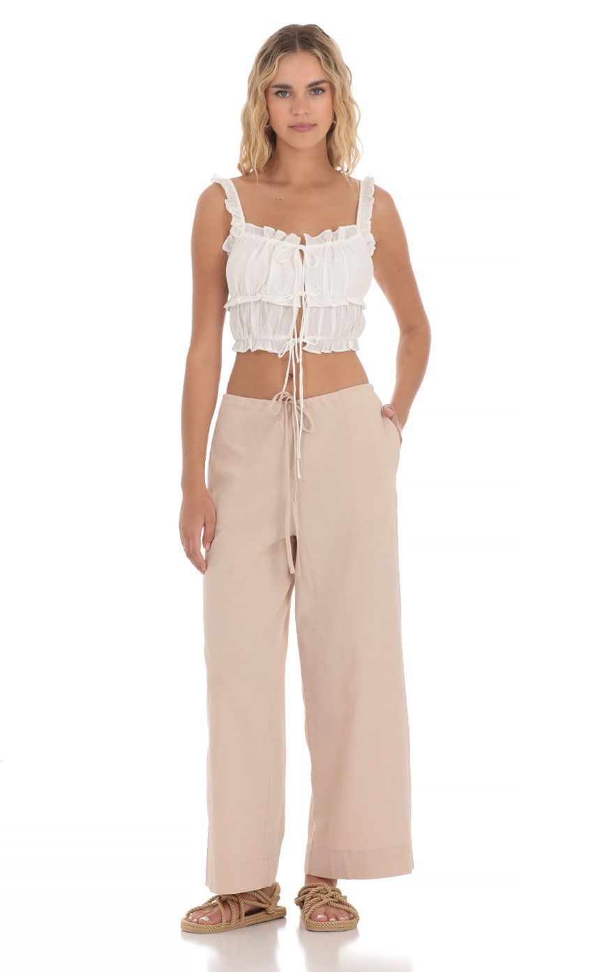 Triple Tie Ruffle Top in White-Sunny Prom. All rights reserved.
