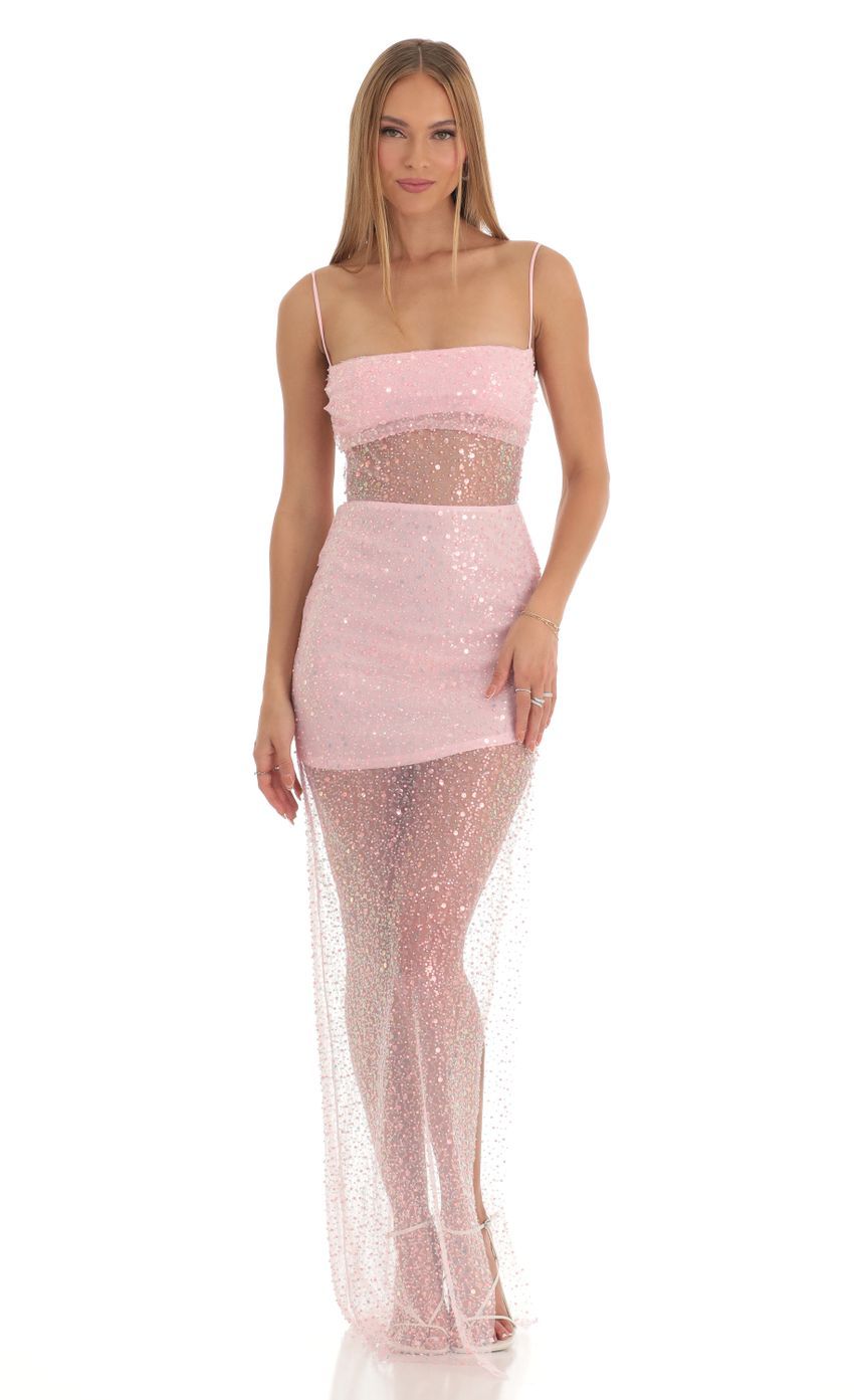 Sequin Maxi Dress in Pink-Sunny Prom. All rights reserved.