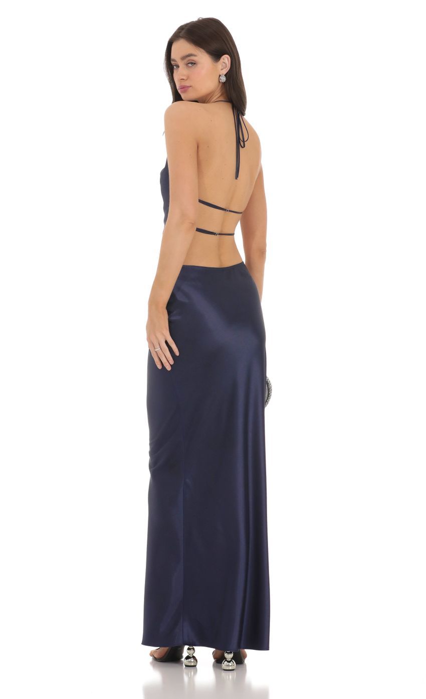 Satin Slip Two Piece Set in Navy-Sunny Prom. All rights reserved.
