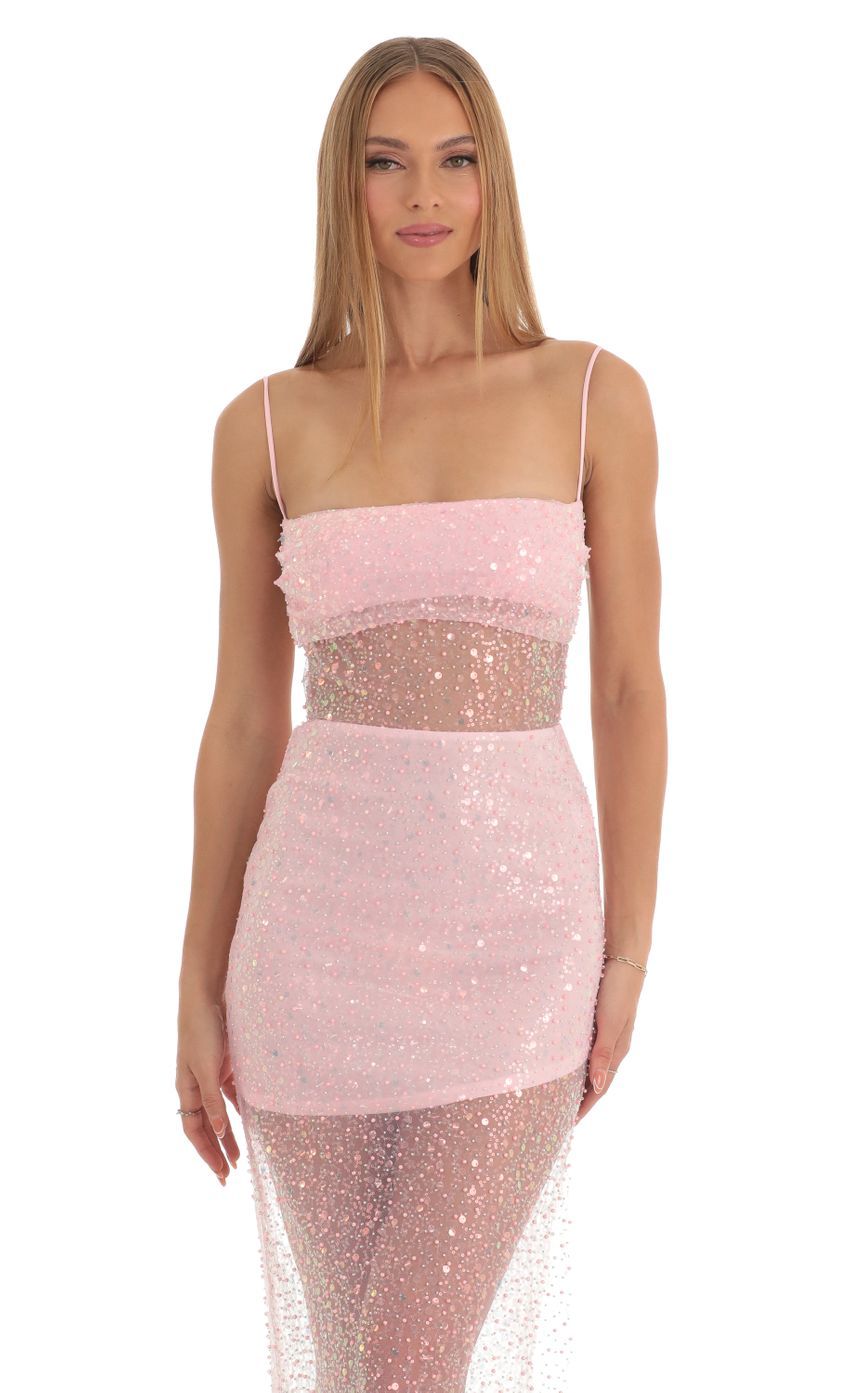 Sequin Maxi Dress in Pink-Sunny Prom. All rights reserved.