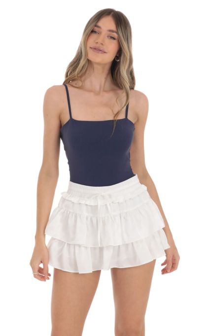 Square Neck Bodysuit in Navy-Sunny Prom. All rights reserved.