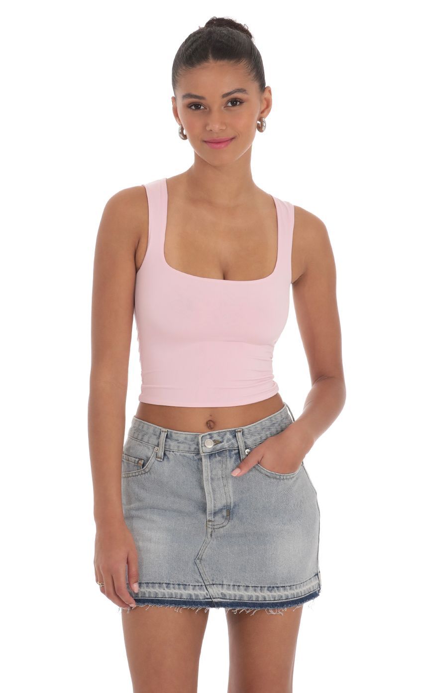 Scoop Neck Tank Top in Pink-Sunny Prom. All rights reserved.
