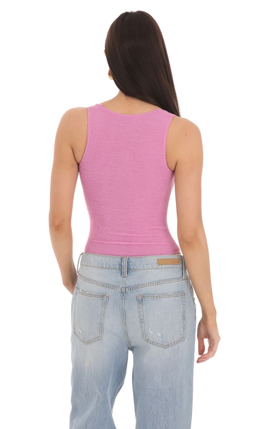 Textured Square Neck Bodysuit in Purple-Sunny Prom. All rights reserved.