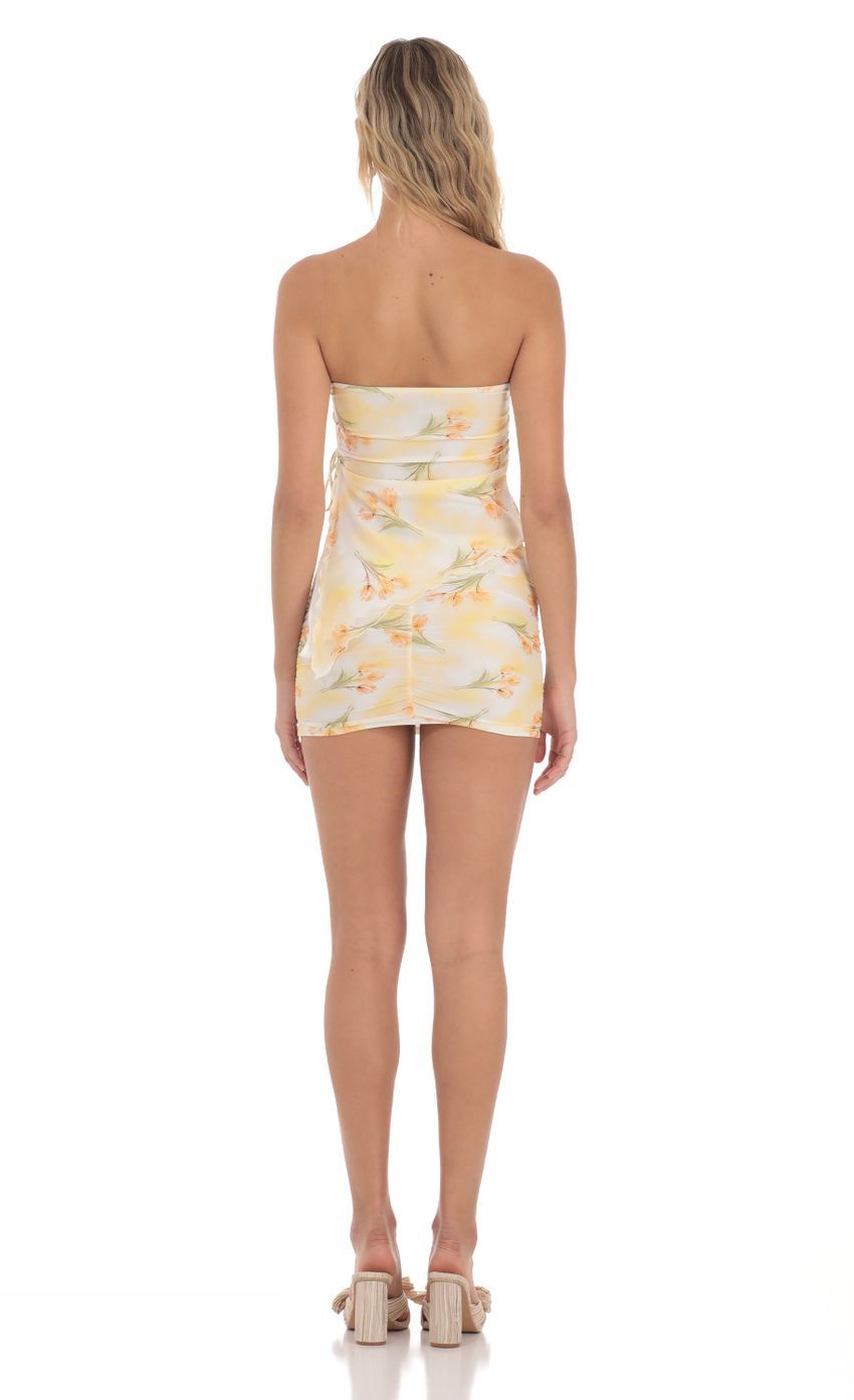Tulip Mesh Strapless Two Piece Set in White and Yellow-Sunny Prom. All rights reserved.