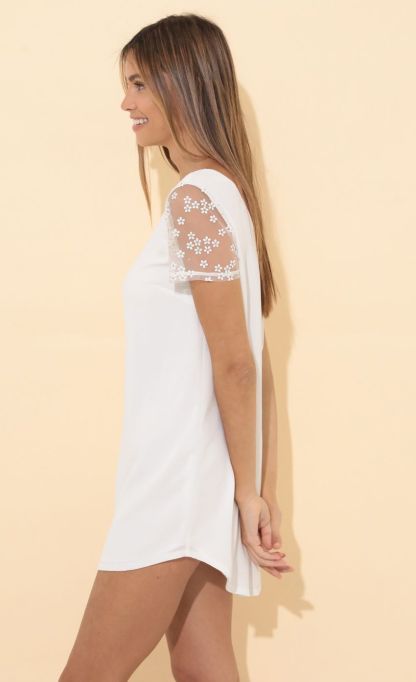 Shirt Dress in White floral-Sunny Prom. All rights reserved.