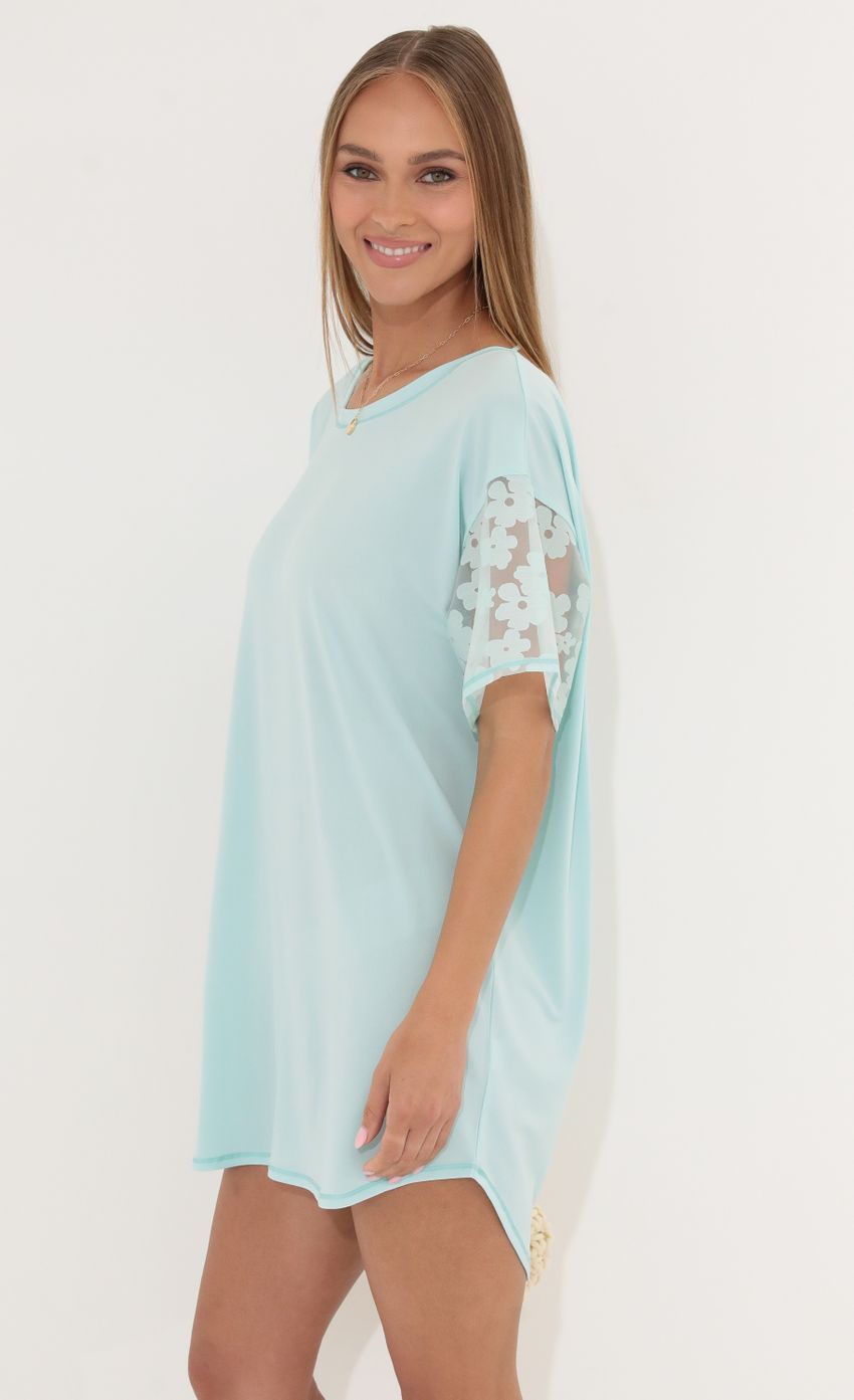 Shirt Dress in Teal Flowers-Sunny Prom. All rights reserved.
