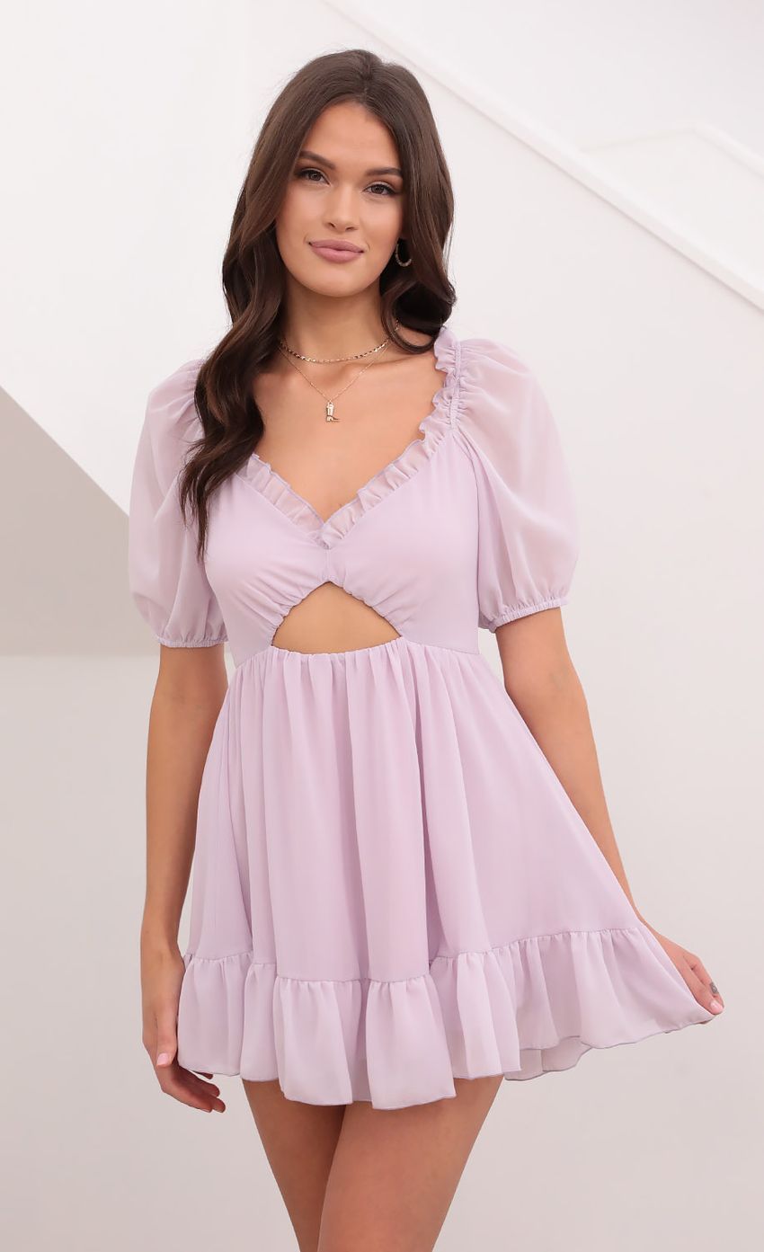 Samantha Keyhole Cutout Dress in Lilac-Sunny Prom. All rights reserved.