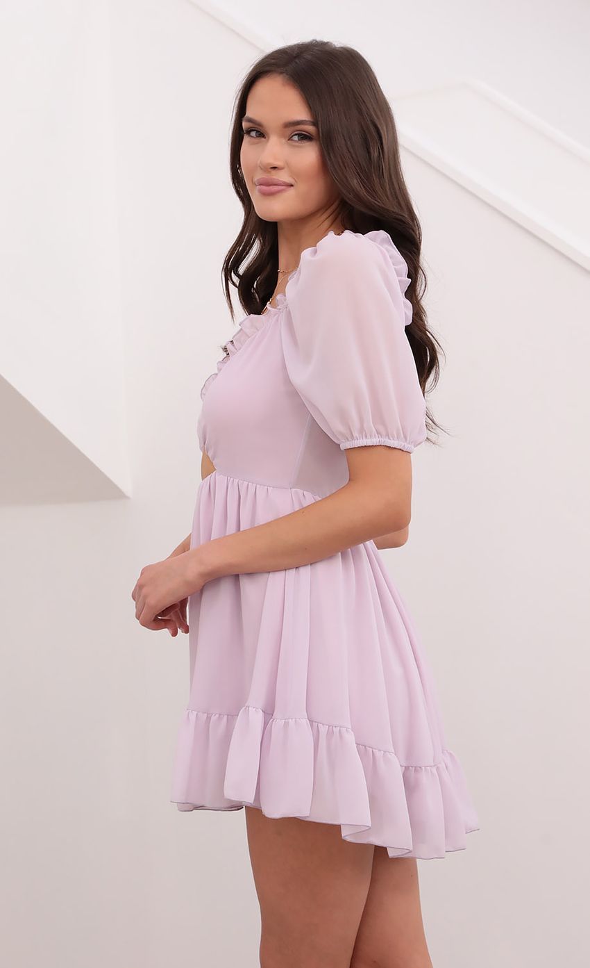 Samantha Keyhole Cutout Dress in Lilac-Sunny Prom. All rights reserved.