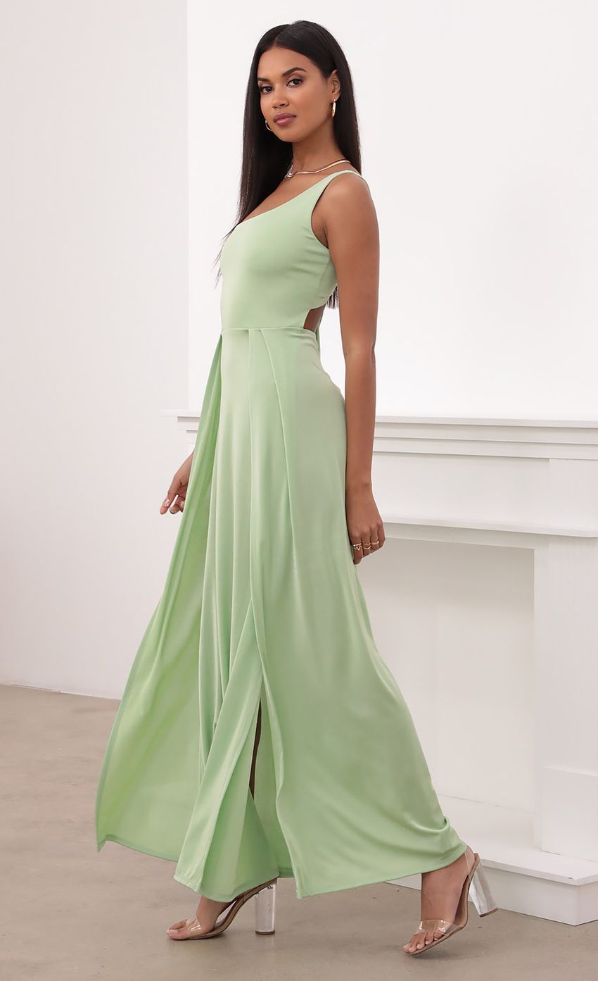 Shoulder Maxi in Matcha Green-Sunny Prom. All rights reserved.