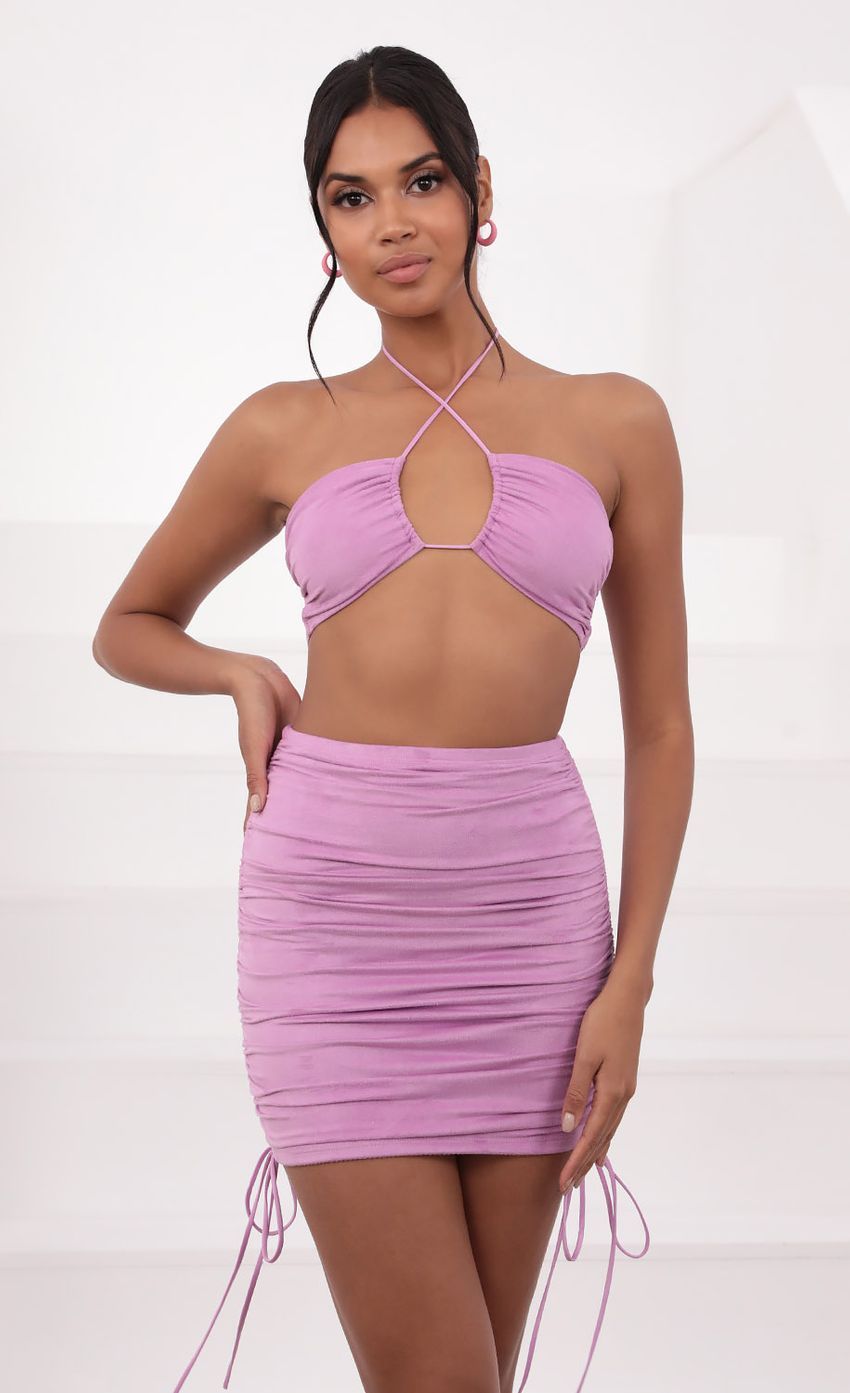Scrunch Two Piece Set in Lilac-Sunny Prom. All rights reserved.