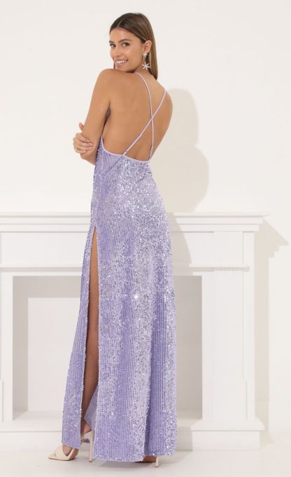 Velvet Sequin Maxi Dress in Purple-Sunny Prom. All rights reserved.
