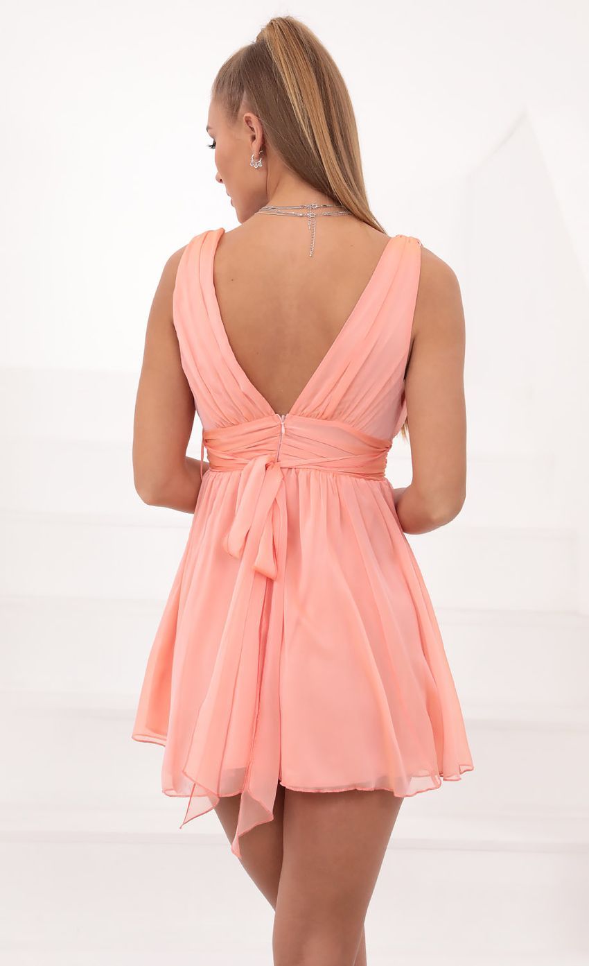 Ysabel Salmon Chiffon Dress-Sunny Prom. All rights reserved.
